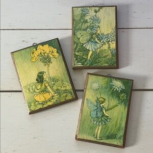 Set of Three Vintage Fairy Wall Art